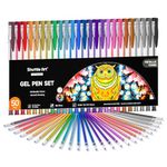 Shuttle Art 50 Pack Metallic Gel Pens, 25 Metallic Gel Pens Set with 25 Refills Perfect for Adult Colouring Books Doodling Drawing Art Markers