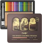 JusArt 24 Oil-Based Colored Pencils – Soft Core, Durable, Vibrant & Ultra-Smooth. Ideal for Adult Coloring, Portrait, Sketching, Landscape. Professional Drawing Pencils for Artists, Adults & Beginners