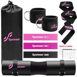 Sportneer Barbell Pad Set: 10Pcs Squat Pad for Hip Thrusts, Lunges, Leg Day, Standard Olympic Bars with 2 Ankle Straps, 2 Lifting Straps, 3 Resistance Bands, Barbell Pad, Workout Poster and Carry Bag