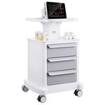 VEVOR 4 Tiers Lab Carts, Lab Utility Cart with 3 Drawers & 1 Top Tray, Mobile Medical Cart with ABS Material, Lab Rolling Cart with 4 Silent Wheels for Lab, Clinic, Hospital, Salon, White