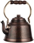 DEMMEX 100% Handcrafted Heavy Gauge 1mm Thick Hammered Antique Solid Copper Tea Kettle Pot Stovetop Teapot, 2.5lb, 2 Quarts