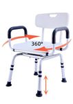 360°Swivel Shower Chair for Inside Shower, Shower Seats for Seniors with Arms and Back, Height Adjustable Tub Transfer Bench for Bathtubs,Pivoting Shower Stool