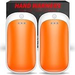 2 Pack Hand Warmers Rechargeable, Portable Electric Hand Warmers Reusable, USB 2 in 1 Handwarmers, Outdoor/Indoor/Warm Gifts for Men Women Kids (Orange White & Orange White *2)