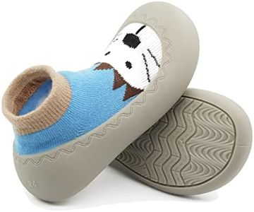 Non-Slip Baby Toddler Sock Shoes, Ultra-Lightweight Cotton Baby First Walking Shoes Slipper Shoes with Soft Rubber Sole Unisex Non-Skid Indoor Outdoor Floor Slipper Kid Girls Boys Socks Boots…