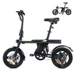iScooter Electric Bike for Adults Teens, 14"/16" Folding Electric Bicycle, E bike with Shock Suspension, 3 Riding Modes, 45KM/55KM Range, 20MPH Max Speed, Compact Foldable Ebike