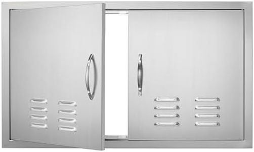 VEVOR BBQ Access Door, 914x534 mm Double Outdoor Kitchen Door, Stainless Steel Flush Mount Door, Wall Vertical Door with Handles and Vents, for BBQ Island, Grilling Station, Outside Cabinet