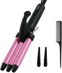 Mini Hair Crimper, janelove 1/2 Inch Beach Waves Curling Iron, Hair Waver for Short & Medium with 3 Ceramic Barrels, Home and Travel Friendly Crimper Hair Tool, Dual Voltage, 392℉ Fast Heating