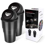 YIOVVOM Car Garbage Can with Lid, Leakproof Vehicle Automotive Cup Holder Car Trash Can, Small Trash Bin for Automotive Office Home Kitchen, Bedroom Set of 2 (Black)