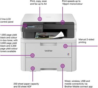 Brother DCP-L3520CDW Colour Wireless LED Printer – 3-in-1 A4, USB