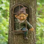 LSDZHK Elf Out The Door Tree Hugger Garden Statue, Gnome Resin Figurine Hanging Tree Gnome Decoration Tree Faces Decor Outdoor for Patio Lawn Ornament (Men)