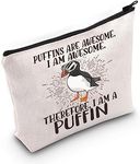 LEVLO Puffin Cosmetic Makeup Bag Puffin Lover Gift Puffins Are Awesome Makeup Zipper Pouch Bag For Puffin Fans, Puffins Are Awesome, Cosmetic Bag