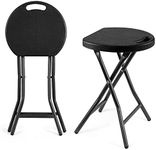 5Rcom Folding Stool, 2 Pack Portable Stool Chairs with Handle, Collapsible Stool for Adults with Heavy Duty Steel Frame Legs, 500lbs Capacity for Camping RV Party, Foldable Stool, Black