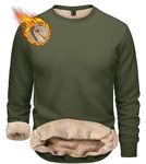 TACVASEN Sweatshirt Men Thermal Fleece Lined Jumper Winter Cotton Pullover Sweaters Plain Sweater Army Green,M