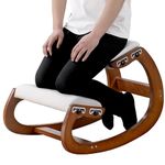 MallVitally Adjustable Kneeling Chair, Wooden Ergonomic Rocking Chair - Improve Your Posture with an Angled Seat for Home,Office(Pecan)