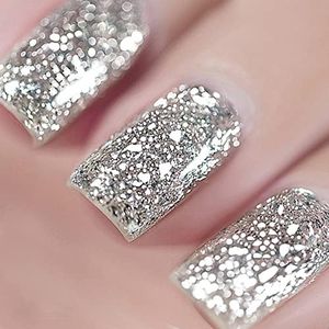 Vishine Gel Nail Polish 15ml, Glitter Silver Sparkle Shiny Color Soak Off UV LED Long-Lasting Nail Gel Polish Nail Art Home DIY Manicure Nail Salon Varnish #922