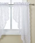 Lorraine Home Fashions Hopewell Lace Window Swags, 58-Inch by 38-Inch, White, Set of 2