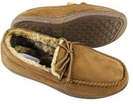 sole london MENS FAUX SUEDE MOCCASINS WARM FAUX SHEEPSKIN FUR LINED WINTER LOAFERS SLIPPERS