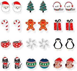 Christmas Tree Earrings for Women Holiday Earrings JingleBall Snowman Snowflake Bow Flower Dangle Earrings Stocking Stuffers Christmas Jewelry