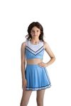 ComfyCamper Cheerleader Costume for Women Blue Top Skirt - Girls Adults Cheer Leader (Medium)