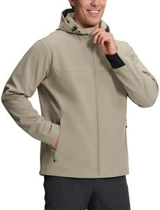 Pioneer Camp Men's Lightweight Softshell Waterproof Jacket Hooded Fleece Lined Windbreaker Rain Shell Jackets Hiking Outdoor