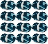 HOMBYS Chunky Tie Dye Mix Chenille Yarn for Hand Knitting, Super Bulky Jumbo Yarn for Crocheting, 3/4" Thick Soft Plush Yarn for Blankets, 8 Skein Pack (26 yds / 7.5 oz Each) Dark Blue,Blue