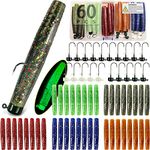 Luminous Ned Rig Jig Heads TRD Worms Kit, VMSIXVM 30/40/60 Pcs Ned Rig Baits Hooks, Weedless Jigheads for Bass Fishing, Glow Finesse Shroom Soft Stickbaits, Mushroom Crappie Jig, Fishing Gift for Men