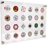 Casino Chip Display Holder for 24 Chips or Coins | Wall Mounted Display Case for Poker Chips - Clear Acrylic Display Frame for Collectors Gamblers, for Gambling or Poker Friends