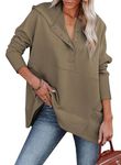 SHEWIN Womens Hoodies Casual Button V Neck Oversized Sweatshirt Trendy Loose Long Sleeve Hoodie Pullover Fall Clothes for Women 2024,(M),Brown