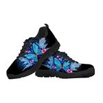 chaqlin Blue Butterfly Sneakers for Women Ladies Running Shoes Lace up Walking Jogging Shoes Tennis Workout Trainers 38 EU