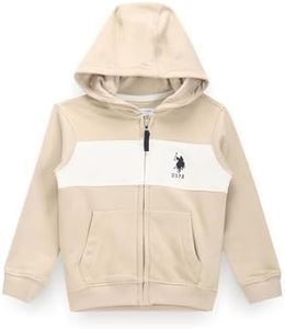 U.S. Polo Assn. Kids Regular fit Cotton Hooded Sweatshirts (UKSWS0222_Beige_12M)