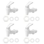 4 Pieces Universal Water Dispenser Tap Replacement, Plastic Push Type Dispenser Faucets for Hot Cold Water Beer Wine Juice Bottle Bucket, Black and White (Only White)