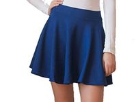 Pretty Fashion Women's Plain Skater Skirt Basic A-Line Stretchy Flared Mini Flowy Skirt Multiple Colours Plus Size Curve 8-22 (Blue, 16/18)