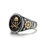 Dochais Men's Ring Gold,Stainless Steel Rings,Gothic Skull Ring for Men,Vintage Gothic Biker Ring Men (Gold, T½)