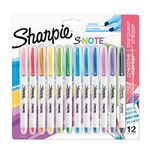 Sharpie S-Note Highlighter Pens | Part Art Marker Pen, Part Highlighter to Draw, Write & More | Assorted Pastel Colours | Chisel Tip | 12 Count