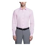 Kenneth Cole Unlisted Men's Dress Shirt Slim Fit Solid, Pink, 17"-17.5" Neck 32"-33" Sleeve