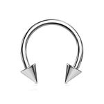 JEWEL BARREL Horseshoe Bar Nose Ear Ring Septum Piercing Hoop Circular Barbell Helix Tragus Nipple Lip Jewellery Surgical Steel 16G 6mm 8mm 10mm 12mm with Cones Spikes (Silver, 10)