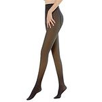 Cysincos Fleece Lined Tights Sexy Fake Translucent Tights Leggings Women Thermal Pantyhose High Waisted Winter Warm Sheer Thick Tights