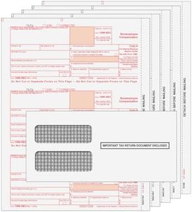 2020 1099-NEC Nonemployee Compensation Preprinted 4-Part 2-Up TaxPacks with Envelopes (Self-Seal) and 1096 Transmittal Forms | Qty for 10 Nonemployees | IRS Approved | Compatible with QuickBooks