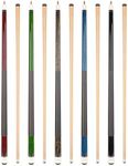 Set of 5 Aska Pool Cue Sticks 58", 2-Piece Construction, 5/16x18 Joint, Hard Rock Canadian Maple, 13mm Hard Le Pro Tip, Mixed Weights and Colors, Choice of Style (L1)