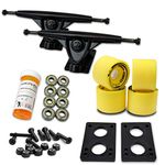 Yocaher Longboard Skateboard Trucks Combo Set W/ 71Mm Wheels + 9.675" Polished/Black Package -Solid Yellow Wheel, Black