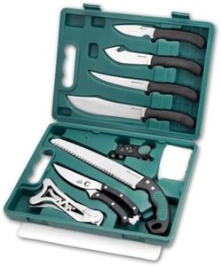 OUTDOOR EDGE Game-Pro 11-Piece Butcher Knife Set | Caping & Boning Knives, Deer Skinning Knife, Bone Saw, Game Shears, Knife Sharpener & Rib Spreader in Hard-Side Case | Elite Elk & Deer Hunting Gear