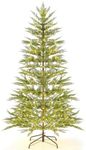 Costway 1.95M Artificial Christmas Tree with Faux Cypress Leaves & Auto Timer, Pre-Lit Hinged Xmas Tree with 470 PE Branch Tips & 430 Warm White LED Lights Holiday Decoration Tree