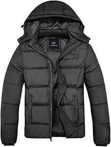 FARVALUE Mens Winter Coats Thicken Puffer Jacket Warm Winter Parka Padded Outwear Bubble Coat with Hood, Grey, Small