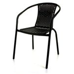 Marko Outdoor Black Outdoor Wicker Rattan Bistro Chair Metal Frame Woven Seat Indoor Outdoor (4 Chairs)