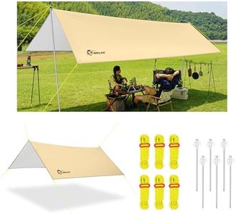 Camping Tent Tarp Waterproof Rain Fly Portable Tarp Multifunctional Outdoor Traveling Awning Backpacking Tarp Shelter Rain Tarp (Tent Set - M)