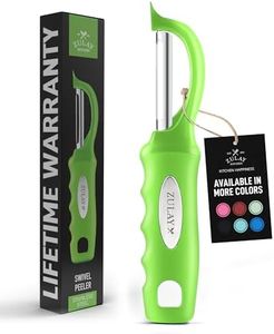 Zulay Kitchen Premium Vegetable Peeler for Kitchen - Swivel Peeler with Razor Sharp Stainless Steel Blades & Strong Ergonomic Handle - Dishwasher Safe, Easy To Use with Blemish Remover - Green