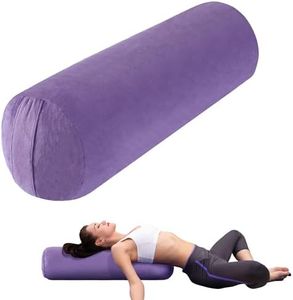 MABOZOO Round Yoga Pillow, Cylindrical Yoga Bolster Pillow with Washable Cover, Meditation Cushion Body Cushion for Practice, Restorative, Meditation (Purple)