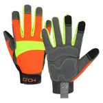 AIGEVTURE Hi-Vis Reflective Work Gloves Enhanced Visibility Impact Protection Safety Work Gloves Touchscreen Yellow Orange