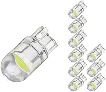 EZONEDEAL 10PCS T10 W5W COB LED Globe Bulb Car Wedg Parking Light Side Door Bulb Instrument Gauge Cluster Dome Map Door Courtesy Marker Light for Car Bike and Motorcycle (White)