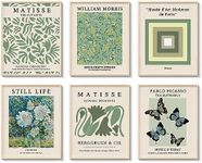 ARPEOTCY Sage Green Wall Art Posters, Set of 6 Matisse Master Flower Wall Art Decor, Retro Posters & Prints Sets, Home Hanging Decor for Bedroom, Living Room, Bathroom, 8x10in, Unframed